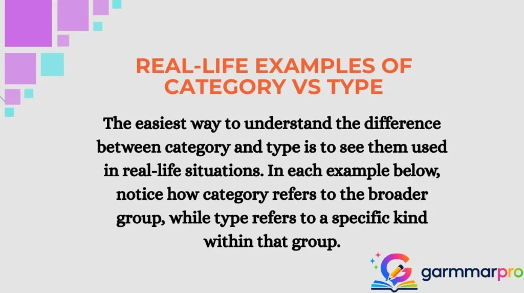 Real-Life Examples of Category vs Type